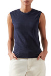 Slub Jersey Sleeveless Schoolboy Tee in Midnight