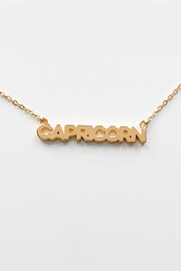 Zodiac Block Font Script Necklace - Capricorn