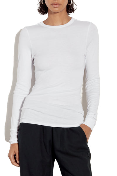 Supima Cotton Bold Long Sleeve Crew in White