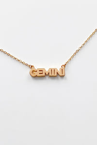 Zodiac Block Font Script Necklace - Gemini