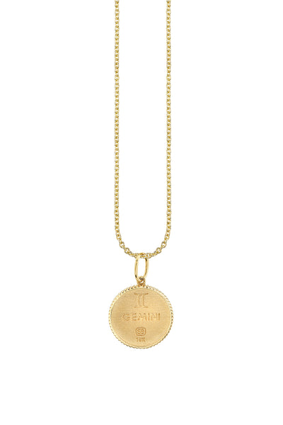 Yellow Gold Gemini Zodiac Medallion Necklace