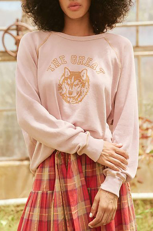 The College Sweatshirt with Field Wolf Graphic