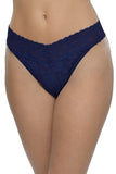 Signature Lace Original Rise Thong in Navy