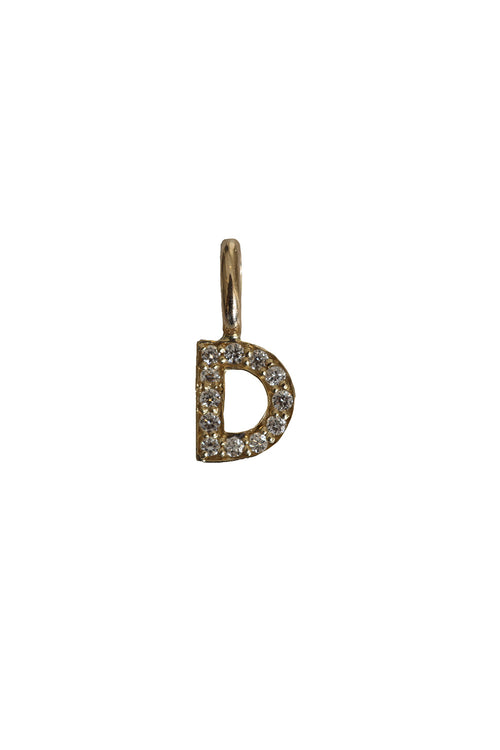 "D" Mini Diamond Letter Charm in 14K Gold