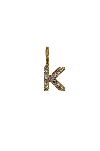 "K" Mini Diamond Letter Charm in 14K Gold