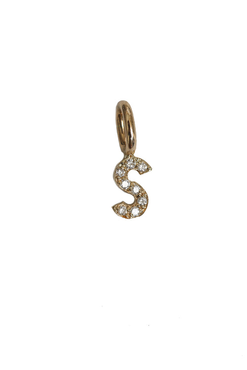 "S" Mini Diamond Letter Charm in 14K Gold