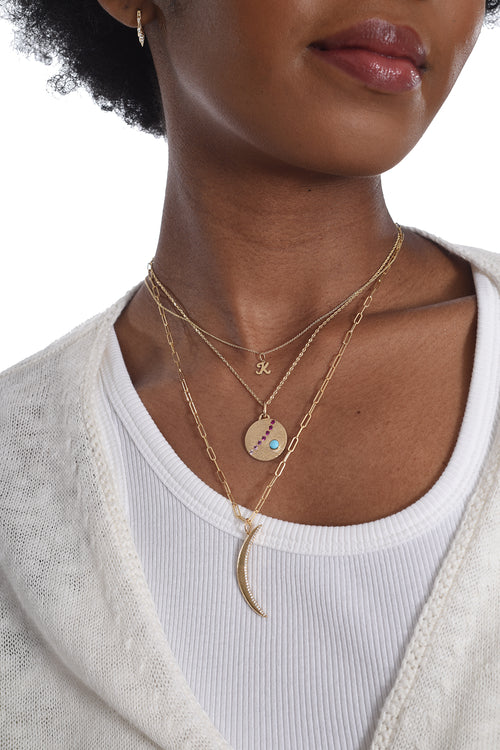 "K" Pure Gold Tiny Initial Necklace