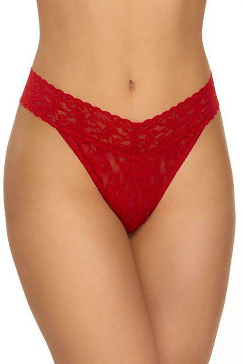 Signature Lace Original Rise Thong in Red