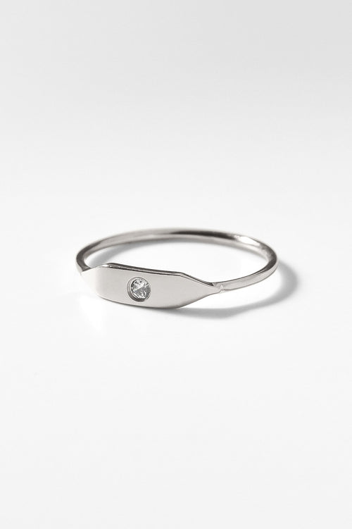 Stacking Signet Ring with Stone in Sterling Silver
