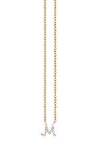 Gold and Pave Diamond 'M' Necklace