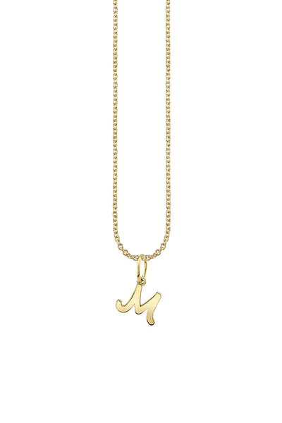 "M" Pure Gold Tiny Initial Necklace