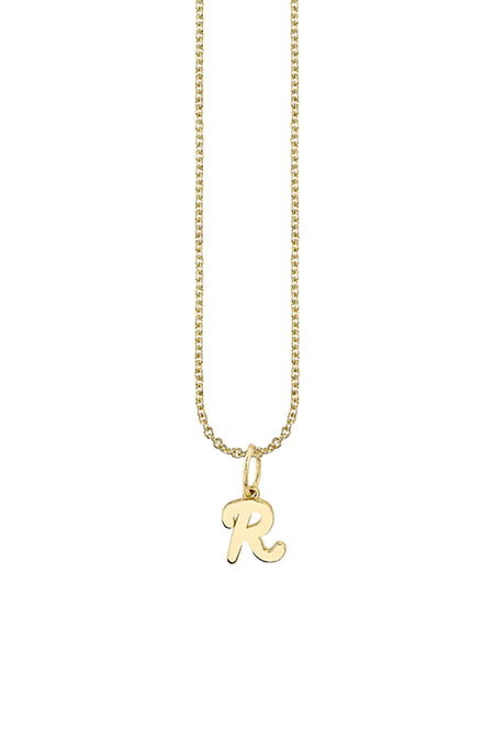 "D" Pure Gold Tiny Initial Necklace