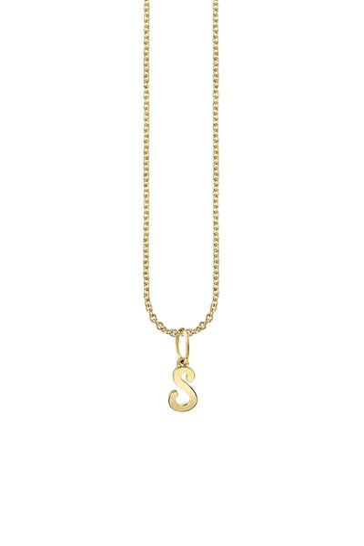 "S" Pure Gold Tiny Initial Necklace