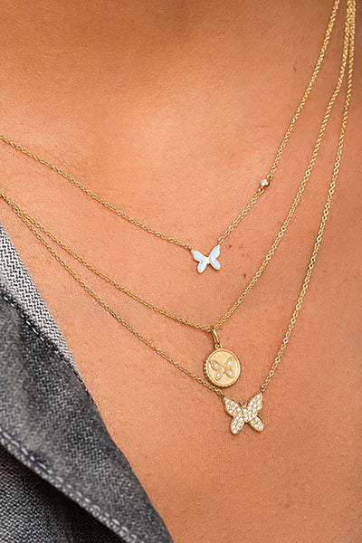 Gold & Diamond Mini Butterfly Necklace