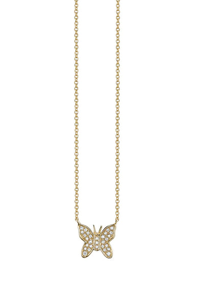 Gold & Diamond Mini Butterfly Necklace