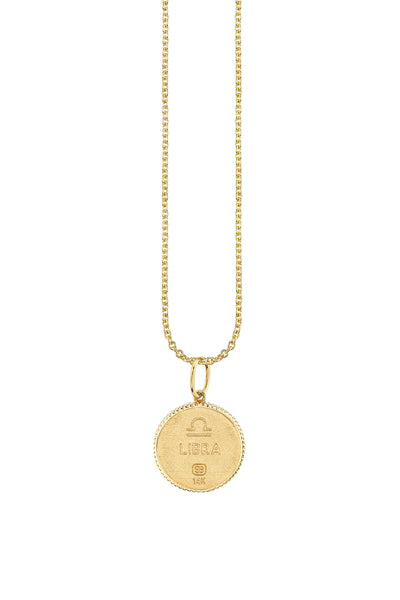 Yellow Gold Libra Zodiac Medallion Necklace