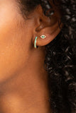 Gold & Turquoise Huggie Hoops
