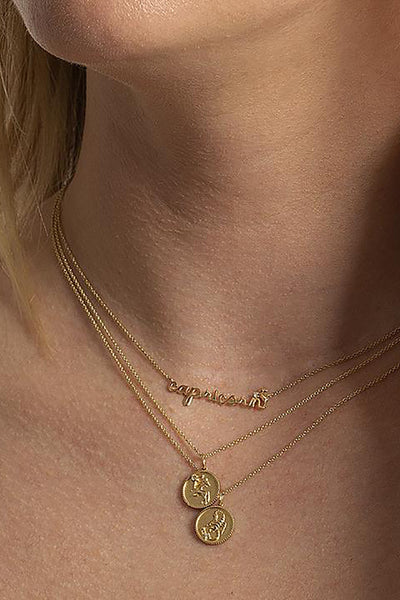 Yellow Gold Gemini Zodiac Medallion Necklace