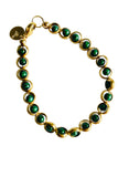 Gemstone Bracelet with Antique Gold Rings in Malachite