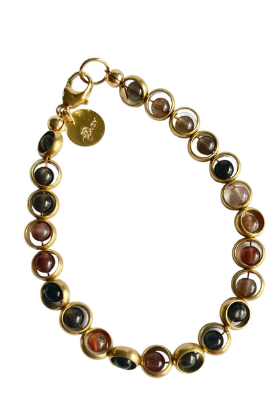 Gemstone Bracelet with Antique Gold Rings in Scapolite