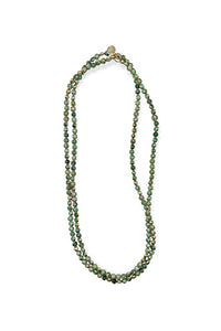 Gemstone Necklace with Antique Gold Rings in Green Variscite