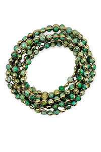Gemstone Necklace with Antique Gold Rings in Green Variscite