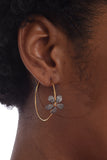 14K Vermeil Hoops with Sterling Silver & Pave Diamond Flower