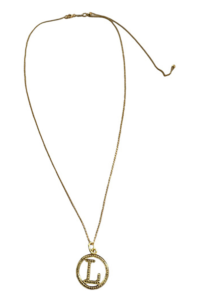 "L" Initial Necklace in Gold & Pave Diamonds