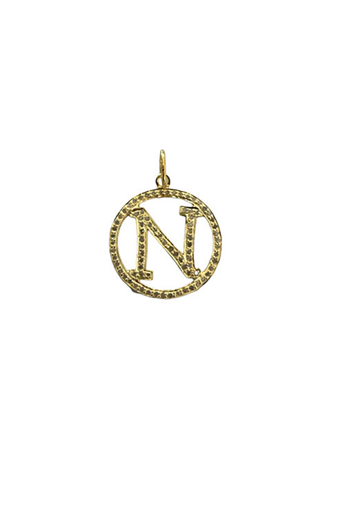 "N" Initial Necklace in Gold & Pave Diamonds