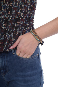 Gemstone Bracelet with Antique Gold Rings in Green Aventurine