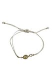 Adjustable Cream Silk Bracelet with Gold, Silver and Polki Diamond Charm