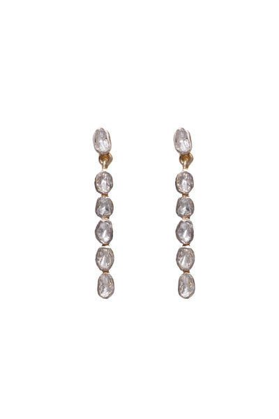 14K Gold Vermeil Bezel Rose Cut Diamond Drop Earrings