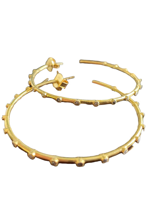 14K Gold Vermeil Hoops with Bezel Set Diamonds