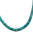 Graduated Turquoise Heishi with Gold Vermeil Diamond Rondelle & Gold Filled Clasp Necklace