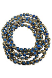 Gemstone Necklace with Antique Gold Rings in Denim Lapis