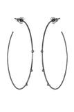 Oxidized Silver Hoops with Bezel Set Diamonds