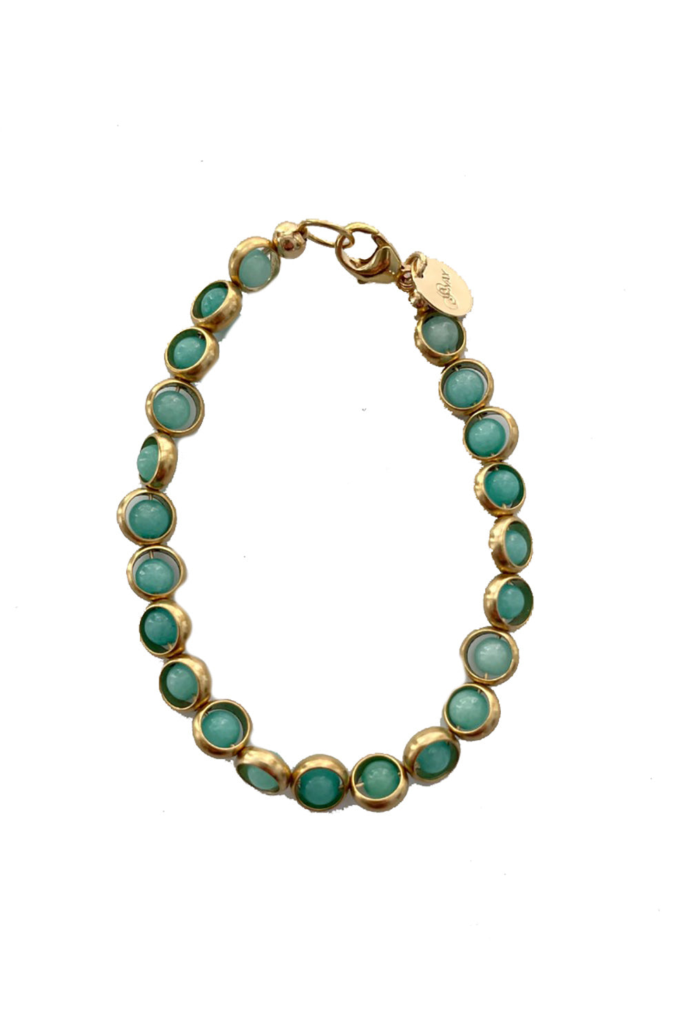 Gemstone Bracelet with Antique Gold Rings in Green Aventurine