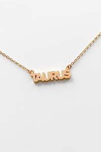 Zodiac Block Font Script Necklace - Taurus