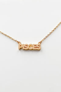 Zodiac Block Font Script Necklace - Pisces