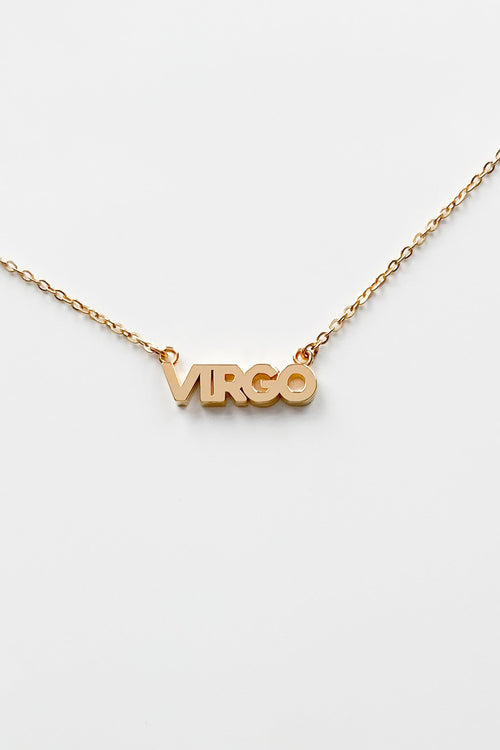 Zodiac Block Font Script Necklace - Virgo