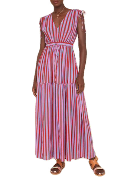 Cecily Dress in Berry Stripes