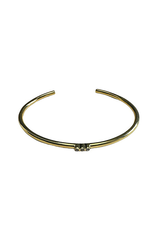 14K Gold Vermeil Cuff Bracelet with 3 Bezel Set Diamonds