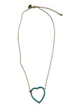 14K Gold Vermeil Chain with Heart of Bezelled Tiny Turquoise Stones